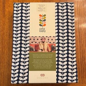 Orla Kiely Tiny Stem Whale/Navy color King  Sheet Set